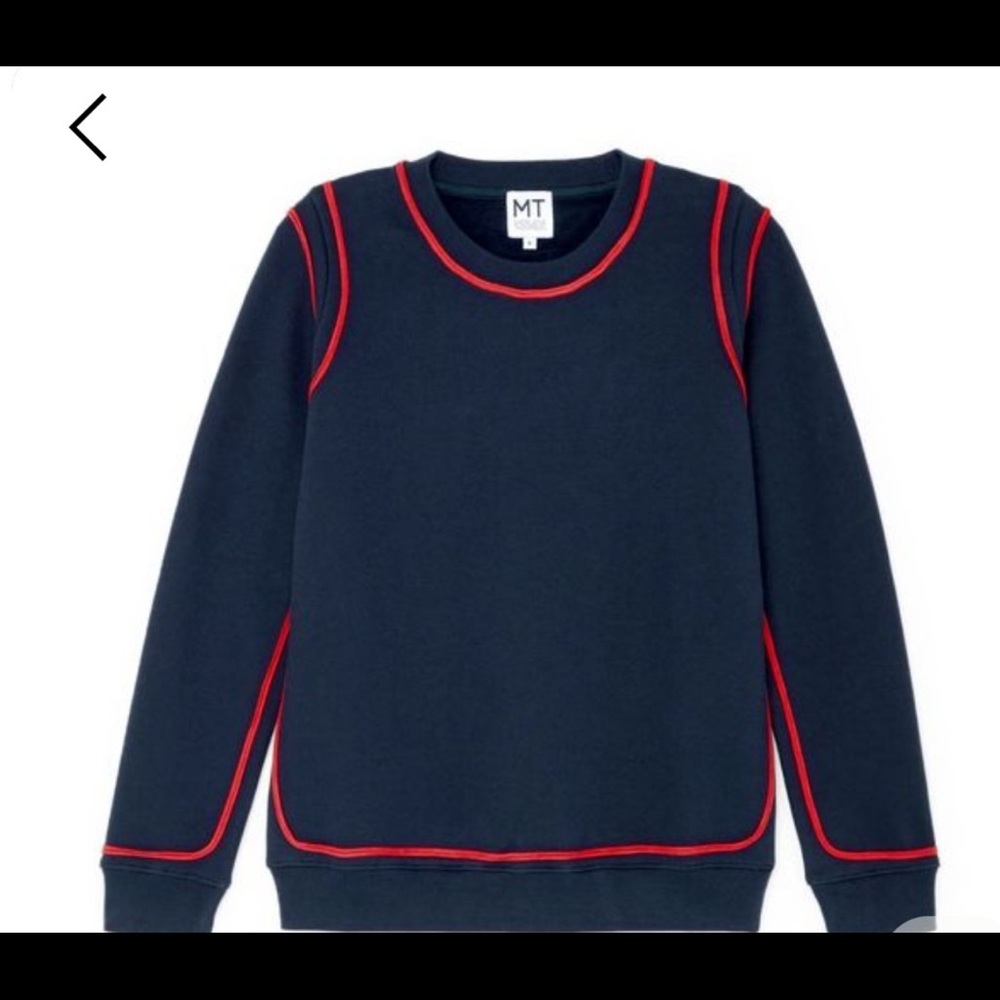 MT Womens Dark Blue Crewneck Sweater with Red Trim